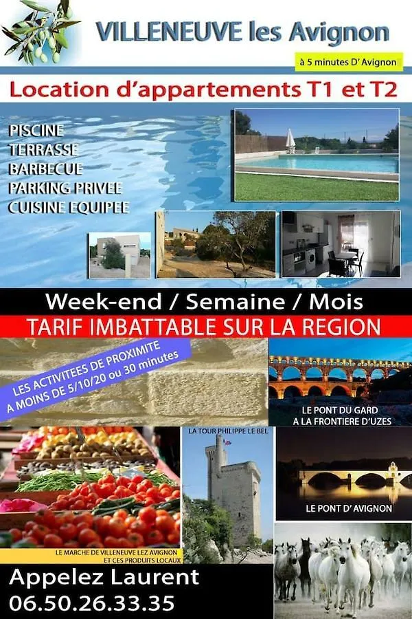 Beau T1 Bis Moderne Climatise Apartment Villeneuve-les-Avignon 0*,  France